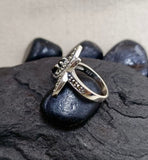 Marcasite Onyx Silver Ring