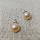 Rose Gold Pearl Silver Studs