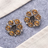 2 Tone Garnet Pearl Silver Earrings