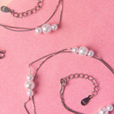 Silver Anklet pearl - Pair