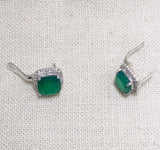 American Diamond Emerald Silver Studs