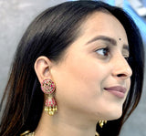 Meenakari Jhumka Gold Plated Silver Earring