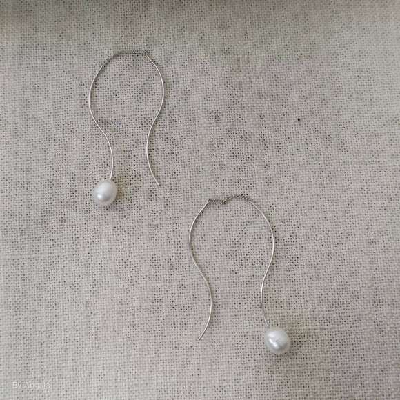Pearl Silver Earrings (Sui Dhaga)