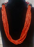 Coral Beads Silver Necklace