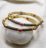 Gold Plated Ruby and AD Silver Kada