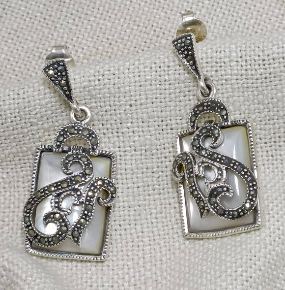Marcasite  shell Silver Earrings