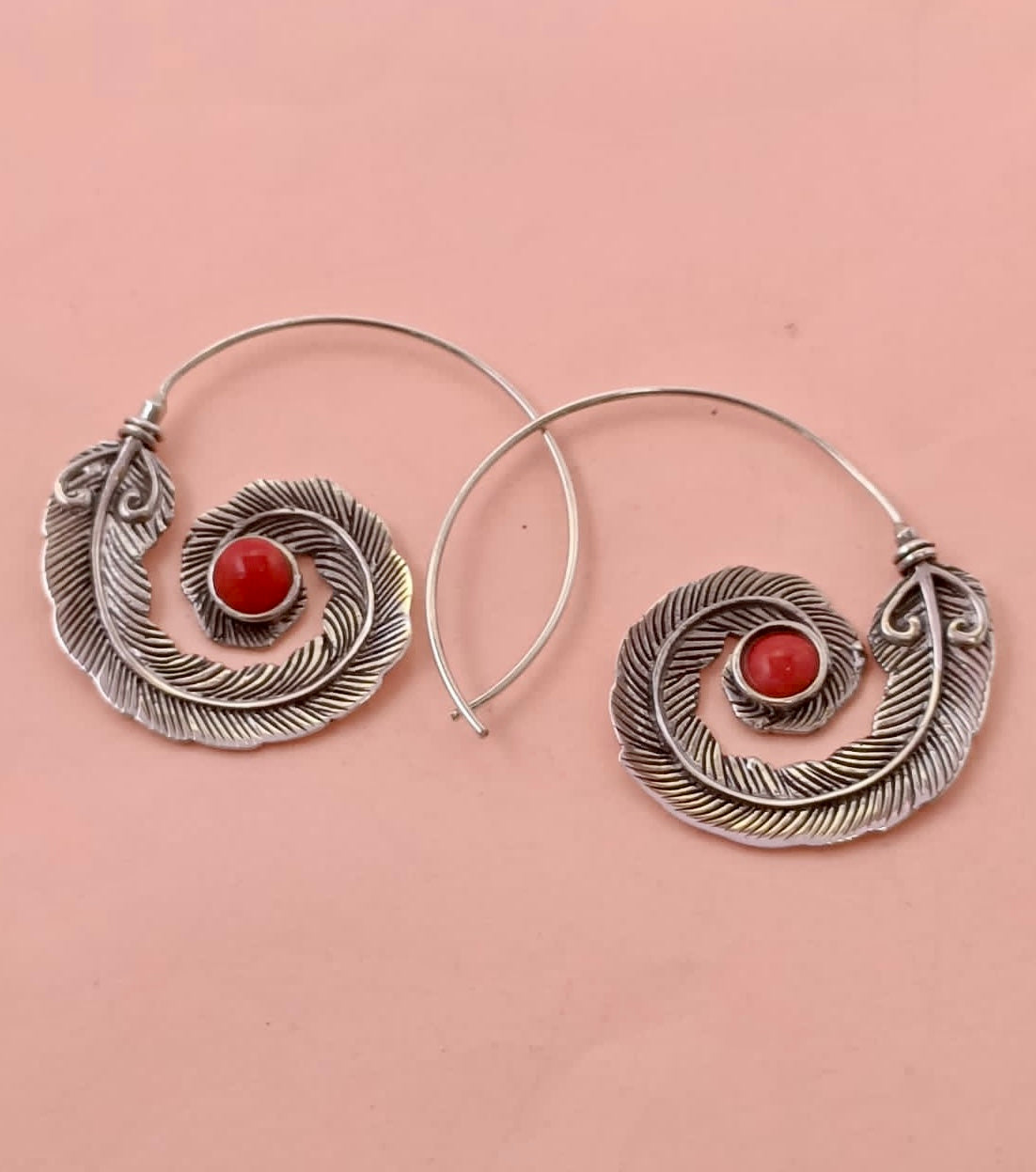 Silver Coral Earrings