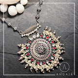 Jodhpuri Kundan Silver Necklace - Angaja Silver