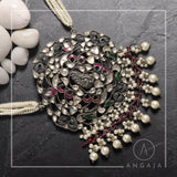 Kundan Pendant in Pearls Silver Necklace - Angaja Silver