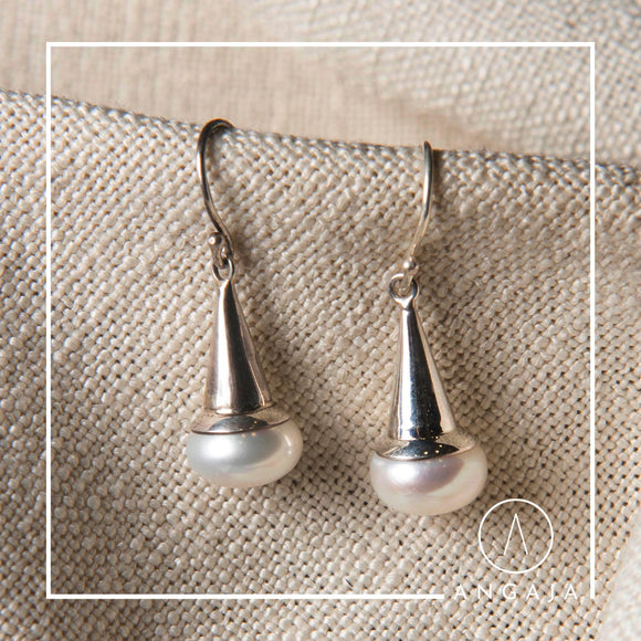 Pearl Silver Earrings - Angaja Silver