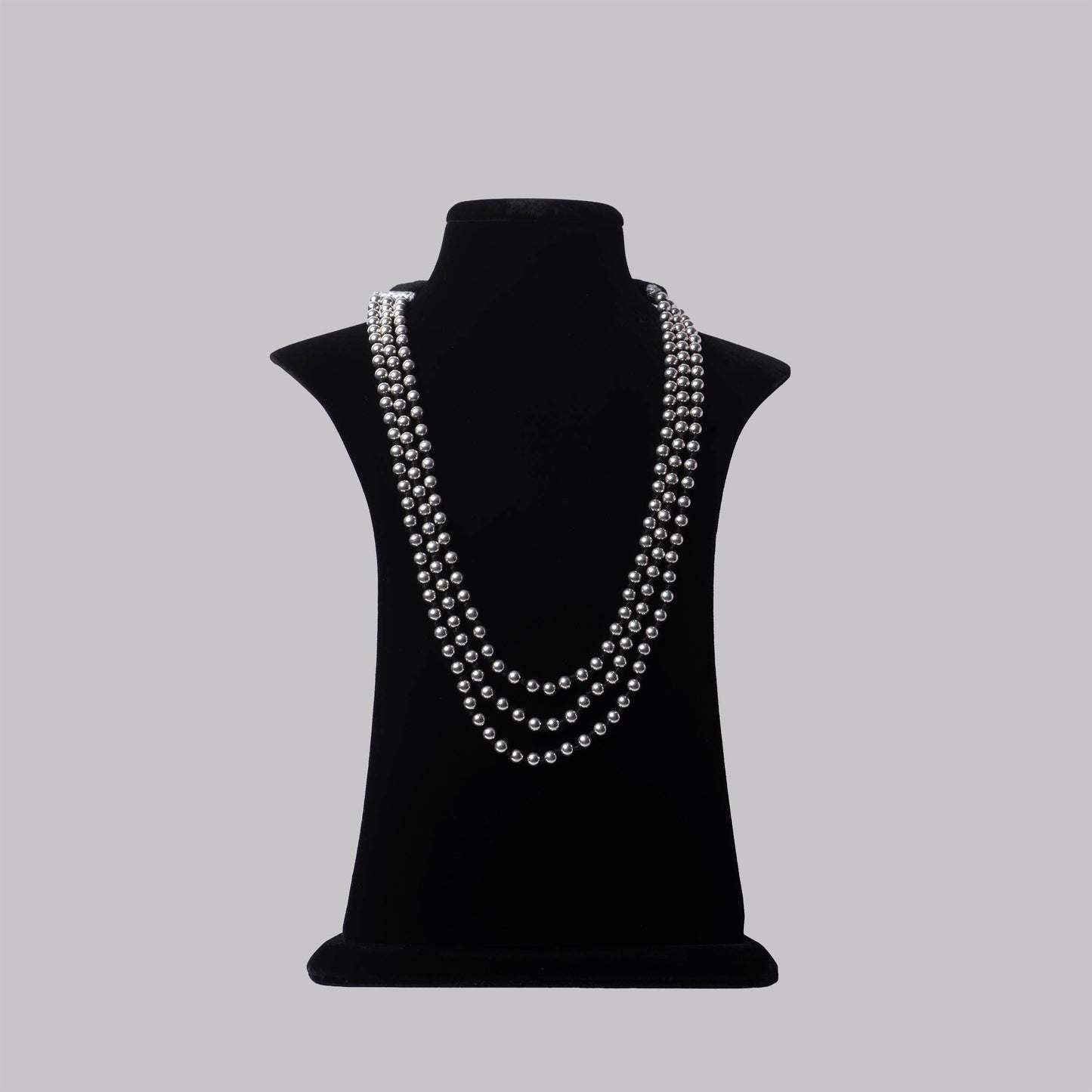 Silver Beads Necklace 3 Line - Angaja Silver