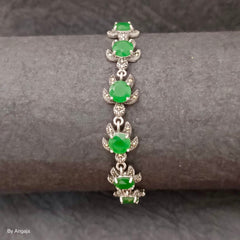 Marcasite Emerald Tortoise Silver Bracelet