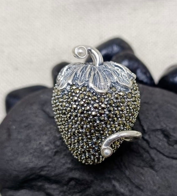 Marcasite Strawberry Cocktail Ring
