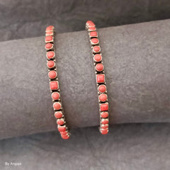 Coral Silver Bangles