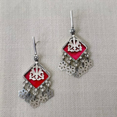 Hand Painted Silver Earrings