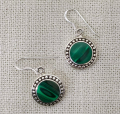 Malachite Silver Earrings