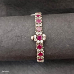 Cut Stone Silver Kada