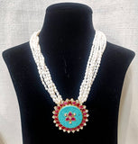 Pearl Turquoise Kundan Ruby Necklace