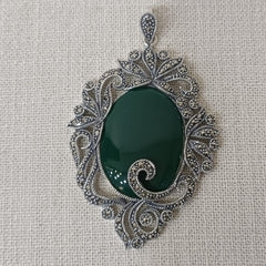 Marcasite Onyx Silver Pendant