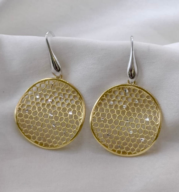 Gold Polished Silver Earrings