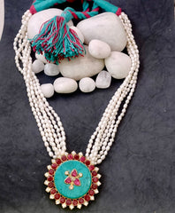 Pearl Turquoise Kundan Ruby Necklace