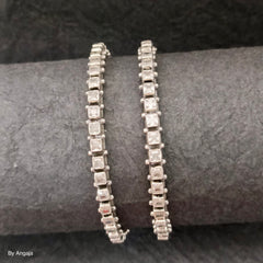 Cut Stone Silver Bangles