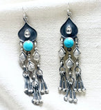 Classic Turquoise Afghani Silver Earrings