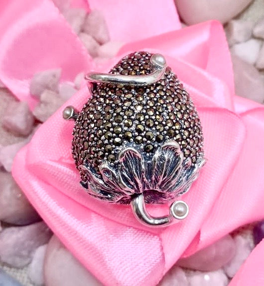 Marcasite Strawberry Cocktail Ring