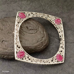 Marcasite Ruby Silver Bracelet