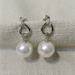 American Diamond Pearl Silver Earrings