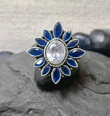 Cutstone Silver Ring