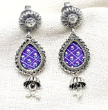 Hand Painted Silver Earring (Purple)