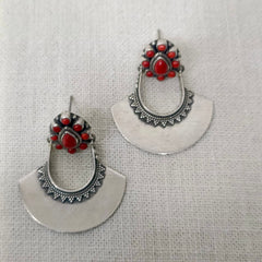 Coral Silver Earrings