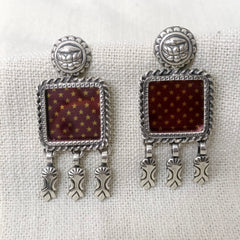 Hand Painted Silver Earrings