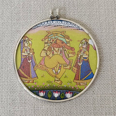 Ganesha Painted Silver Pendant