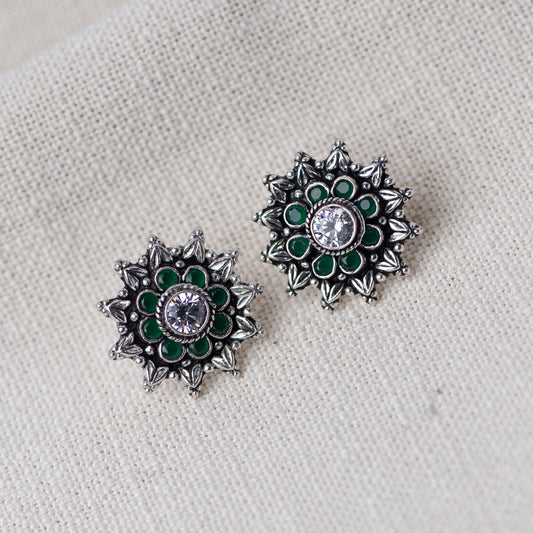 Cut Stone Silver Studs