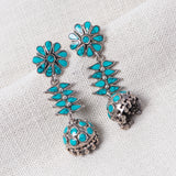 Turquoise Silver Jhumka Earring