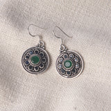 Stone Silver Pendant and Earrings