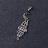 Peacock Marcasite Blue Sapphire Silver Pendant with Chain