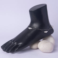 Silver Anklet pearl - Pair