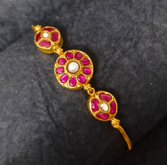 Gold Plated Ruby Silver Bracelet