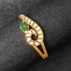 Gold Plated Emerald Kundan Silver Bracelet