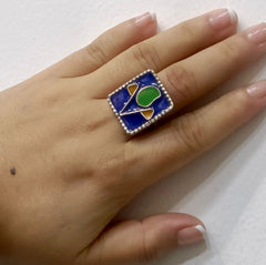 Enamel Silver Ring