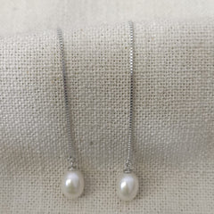 Pearl Sui Dhaga Silver Earrings