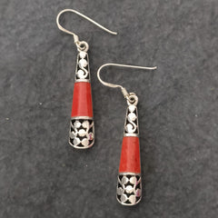 Coral Shell Silver Earrings