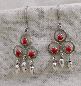 Coral Silver Earring