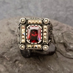 Gents Agate Silver Ring