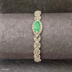 Marcasite Emerald Silver Bracelet