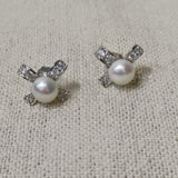 Marcasite Pearl Silver Earrings