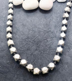 Silver Beads Necklace with Earrings